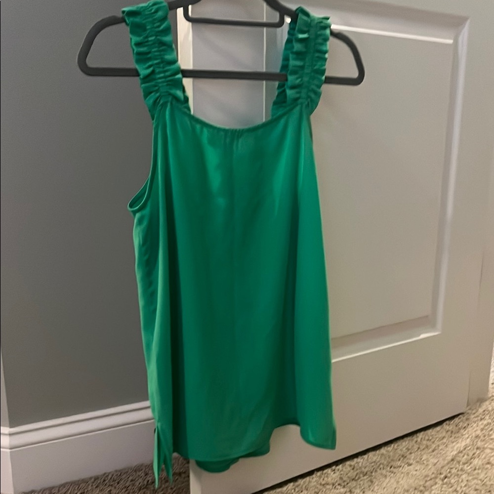 Green Ruffle Strap Button-Down Top - Picture 8 of 11